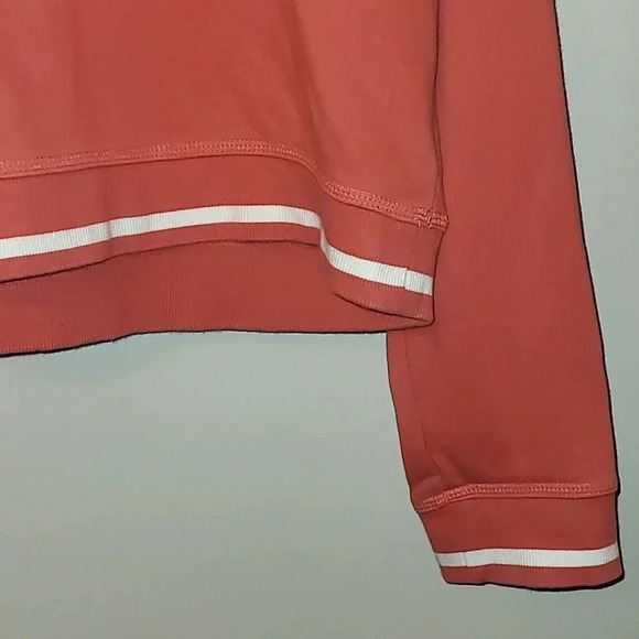 Women's medium Adidas croptop hoodie coral/salmon pink cozy yoga vibes LOT B12 - Picture 4 of 6